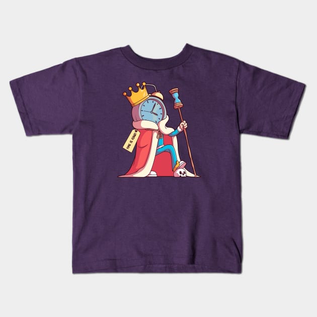 Time Is King // Funny Clock Cartoon Kids T-Shirt by SLAG_Creative